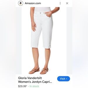 Gloria Vanderbilt White jordyn skimmer Capri Pants Casual